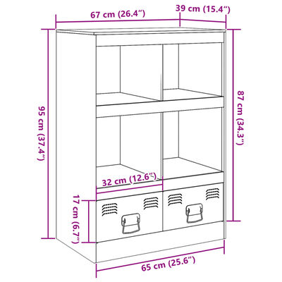 vidaXL Dulap înalt verde măslină 67x39x95 cm oțel