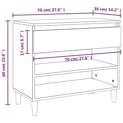 vidaXL Pantofar, stejar sonoma, 70x36x60 cm, lemn prelucrat