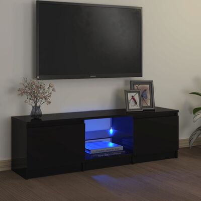 vidaXL Comodă TV cu lumini LED, negru, 120x30x35,5 cm