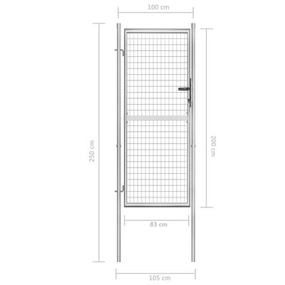 vidaXL Poartă de grădină, argintiu, 105 x 250 cm, oțel galvanizat