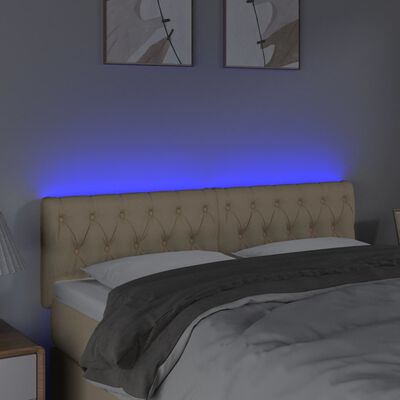 vidaXL Tăblie de pat cu LED, crem, 160x7x78/88 cm, textil