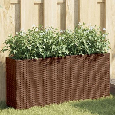 vidaXL Jardiniere grădină 2 ghivece 2 buc. maro, 90x20x40 cm poliratan