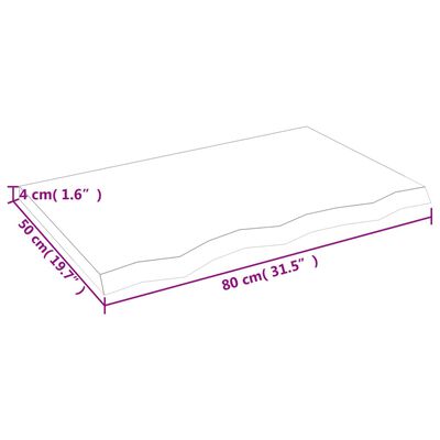 vidaXL Poliță de perete, 80x50x(2-4) cm, lemn masiv de stejar netratat