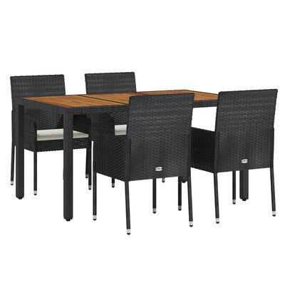 vidaXL Set mobilier de grădină cu perne, 5 piese, negru, poliratan