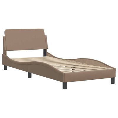 vidaXL Pat cu saltea, cappuccino, 90x200 cm piele ecologică