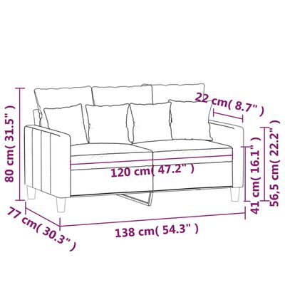 vidaXL Canapea cu 2 locuri, gri deschis, 120 cm, catifea