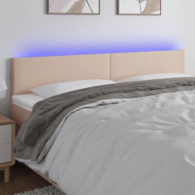 vidaXL Tăblie de pat cu LED cappuccino 160x5x78/88 cm piele ecologică