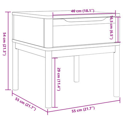 vidaXL Măsuță de veioză FLORO gri 55x55x54 cm lemn masiv pin