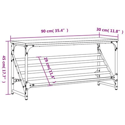 vidaXL Pantofar, gri sonoma, 90x30x45 cm, lemn prelucrat