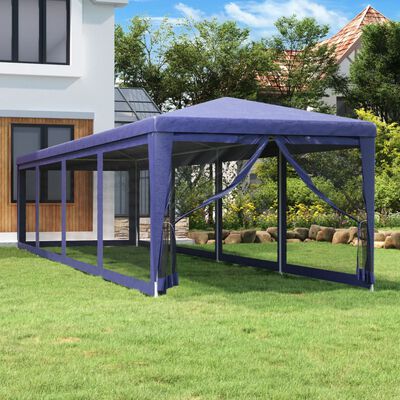 vidaXL Cort de petrecere cu 10 pereți din plasă, albastru, 3x12 m HDPE