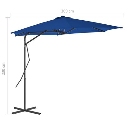 vidaXL Umbrelă de exterior cu stâlp din oțel, albastru, 300 x 230 cm