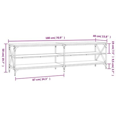 vidaXL Comodă TV, gri sonoma, 180x40x50 cm, lemn prelucrat