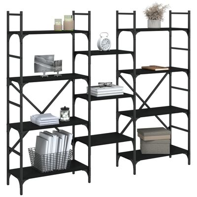 vidaXL Bibliotecă, negru, 160x28,5x136,5 cm, lemn prelucrat