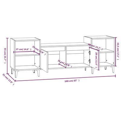 vidaXL Comodă TV, stejar maro, 160x35x55 cm, lemn prelucrat