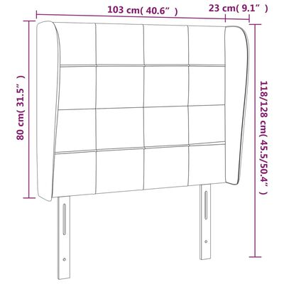 vidaXL Tăblie de pat cu aripioare, negru, 103x23x118/128 cm, catifea