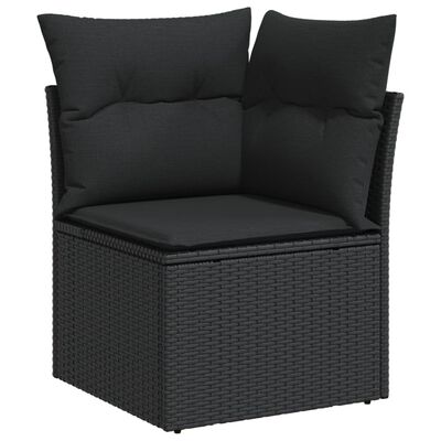 vidaXL Set canapele de grădină cu perne, 10 piese, negru, poliratan