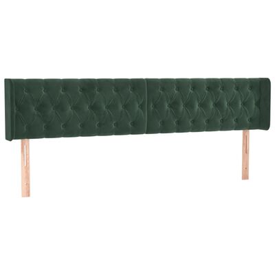 vidaXL Tăblie de pat cu aripioare verde închis 203x16x78/88 cm catifea