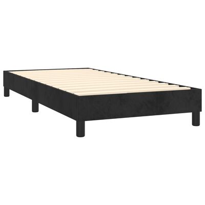 vidaXL Pat box spring cu saltea, negru, 90x200 cm, catifea