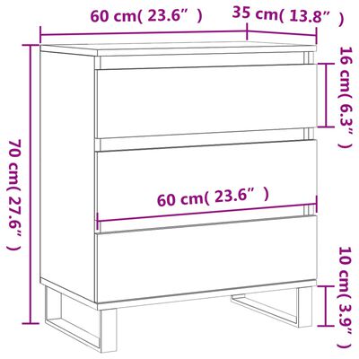 vidaXL Servantă, sonoma gri, 60x35x70 cm, lemn prelucrat