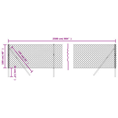 vidaXL Gard de plasă de sârmă, verde, 1x25 m