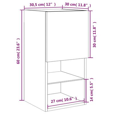 vidaXL Comodă TV cu lumini LED, stejar maro, 30,5x30x60 cm