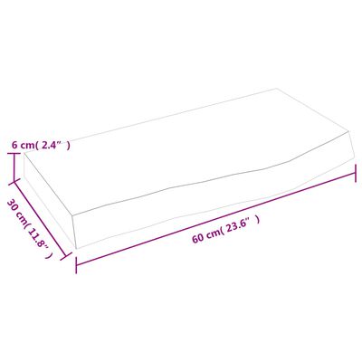 vidaXL Blat de baie, 60x30x6 cm, lemn masiv netratat