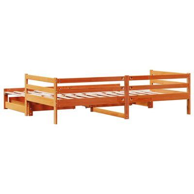 vidaXL Pat zi cu extensie/sertare maro ceruit 90x190 cm lemn masiv pin