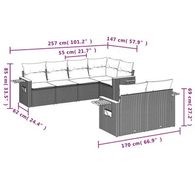 vidaXL Set canapele de grădină, 7 piese, cu perne, bej, poliratan