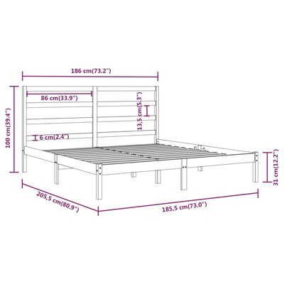 vidaXL Cadru de pat Super King, negru, 180x200 cm, lemn masiv