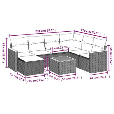 vidaXL Set canapele de grădină cu perne, 8 piese, gri, poliratan