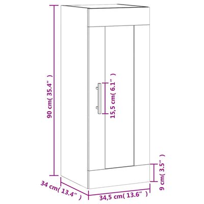 vidaXL Dulap de perete, maro stejar, 34,5x34x90 cm, lemn prelucrat