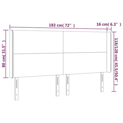 vidaXL Tăblie de pat cu LED, albastru, 183x16x118/128 cm, textil