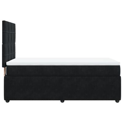 vidaXL Pat box spring cu saltea, negru, 90x190 cm, catifea