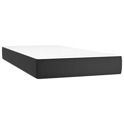 vidaXL Pat box spring cu saltea, negru, 100x200 cm, piele ecologică