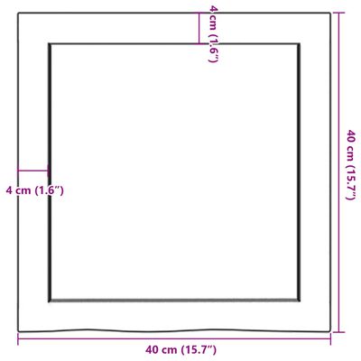 vidaXL Blat de baie, maro închis, 40x40x(2-4) cm, lemn masiv tratat