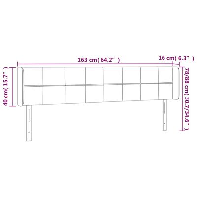 vidaXL Tăblie de pat cu LED, negru, 163x16x78/88 cm, catifea