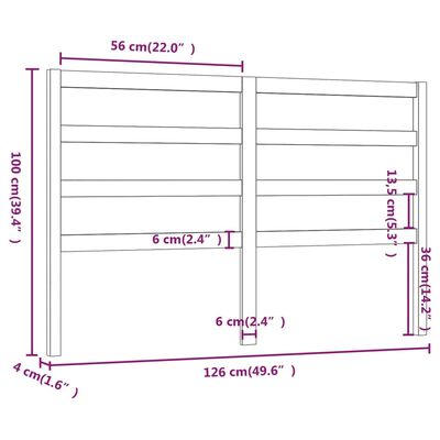 vidaXL Tăblie de pat, maro miere, 126x4x100 cm, lemn masiv de pin