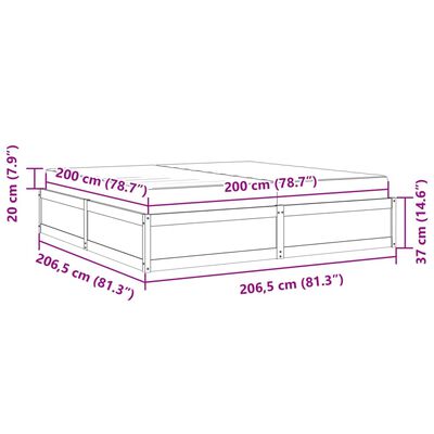 vidaXL Pat cu saltea, 200x200 cm, lemn masiv de pin