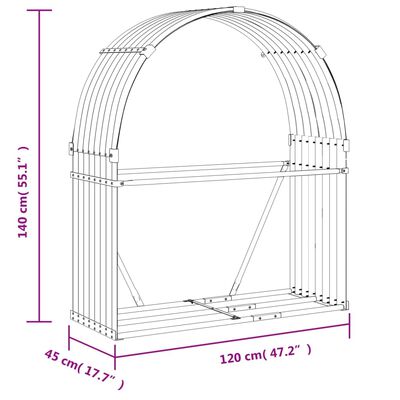 vidaXL Suport pentru bușteni, argintiu, 120x45x140 cm, oțel galvanizat