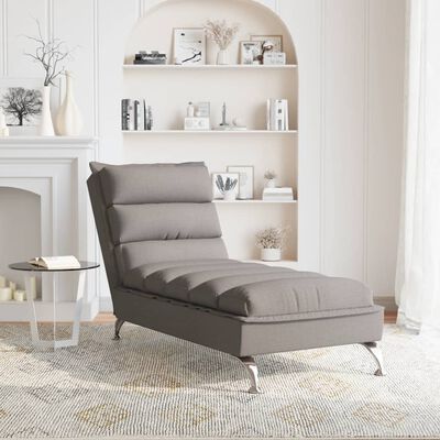 vidaXL Șezlong cu perne, gri taupe, material textil