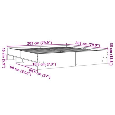 vidaXL Cadru de pat, stejar sonoma, 200x200 cm, lemn prelucrat