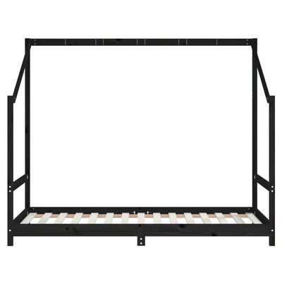 vidaXL Cadru de pat pentru copii, negru, 90x190 cm, lemn masiv de pin