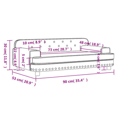 vidaXL Canapea pentru copii, albastru, 90x53x30 cm, catifea