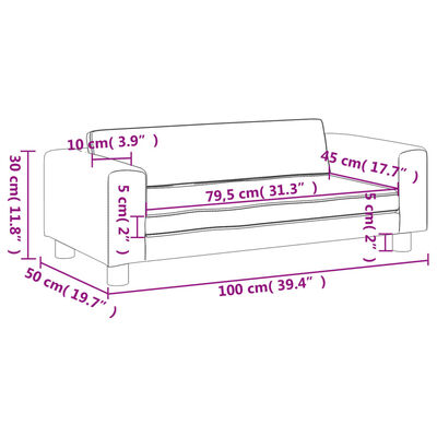 vidaXL Canapea copii cu taburet cappuccino 100x50x30cm piele ecologică