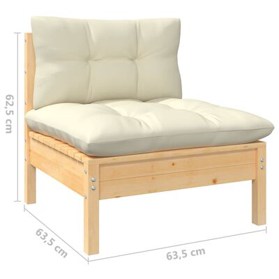 vidaXL Set mobilier grădină cu perne, 5 piese, crem, lemn de pin