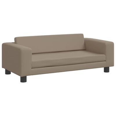 vidaXL Canapea copii cu taburet cappuccino 100x50x30cm piele ecologică