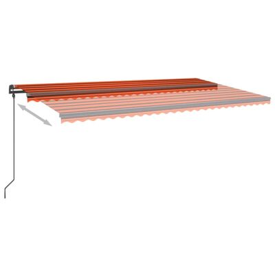 vidaXL Copertină retractabilă manual cu LED, portocaliu&maro, 6x3 m