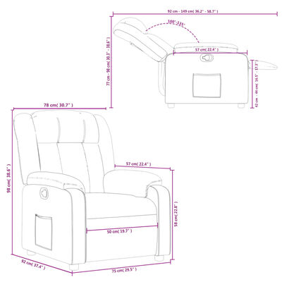 vidaXL Fotoliu rabatabil, gri deschis, material textil