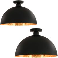 vidaXL Lustre, 2 buc., negru și auriu, semisferic, E27