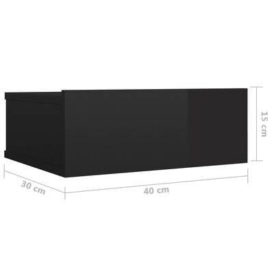 vidaXL Noptiere suspendate, 2 buc., negru extralucios, 40x30x15 cm